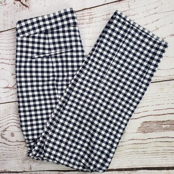 J.Crew Women's Blue Gingham Ankle Pants Size 4 - Picture 1 of 14